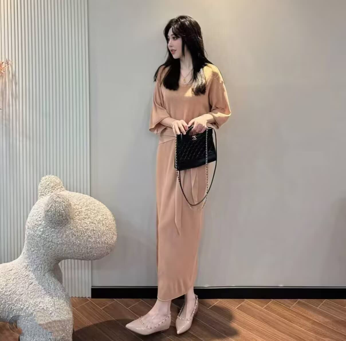 프랑스식 부드러운 편안함 스트랩 디자인 패션 드레스 허리 인감 숄 상세 이미지 5