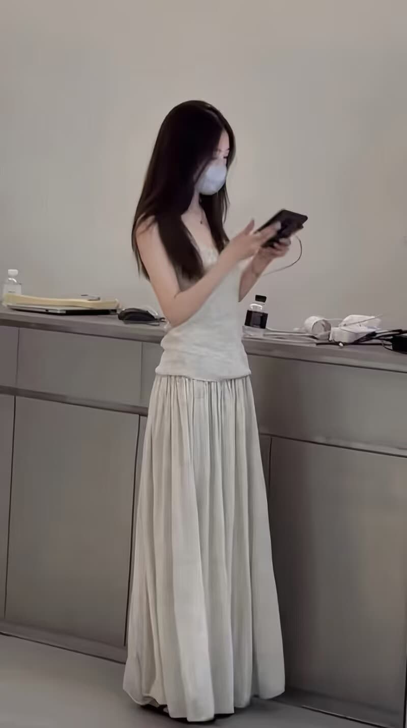 한국 봄 품격 다용도 슬림해 보이는 느슨함 센스 마 재료 조끼 도루 센스 반신 스커트 여성 상세 이미지 2