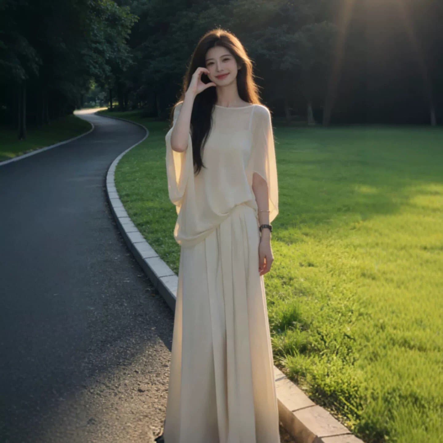 프랑스식 부드러운 바람 그레이트 봐 의류 반신 스커트 투피스 슈트 품격 전체 집합 ootd 착용 가져 가라. 26 여름 이미지 3