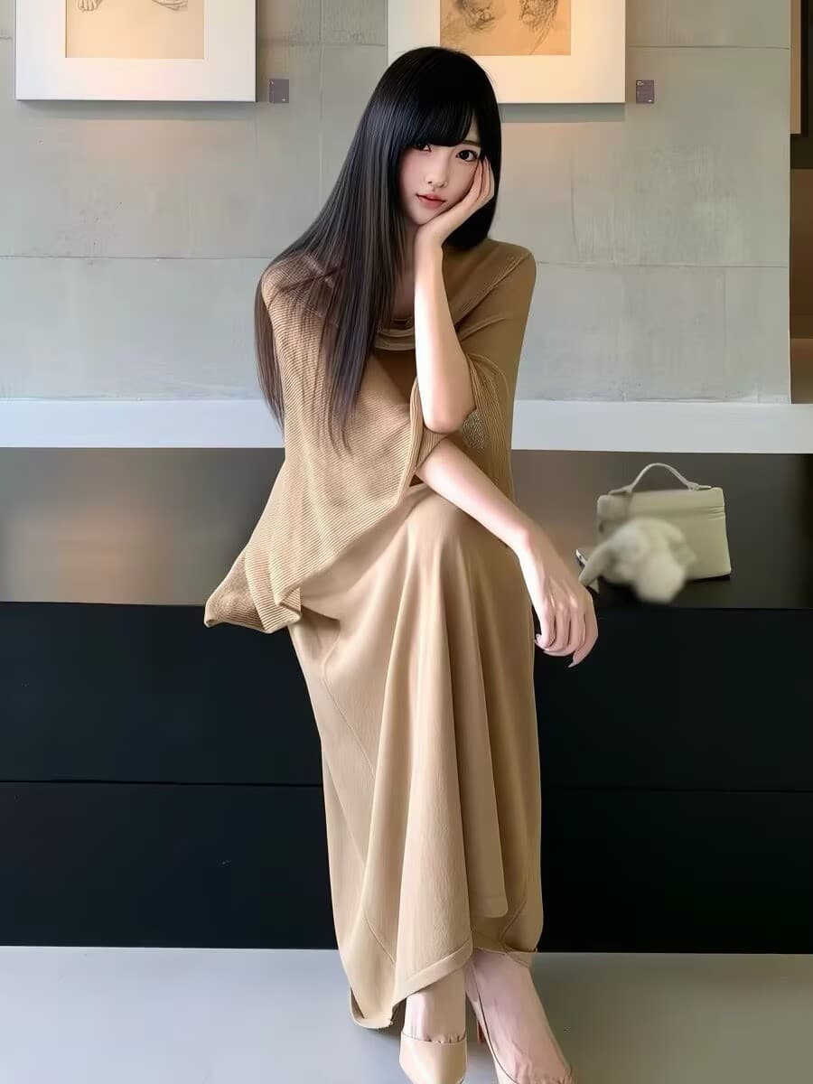 품격 전체 집합 ootd 착용 가져 가라. 느슨함 센스 카키 색 숄 슬립 조끼 스커트 투피스 슈트 2026 여름 상세 이미지 2
