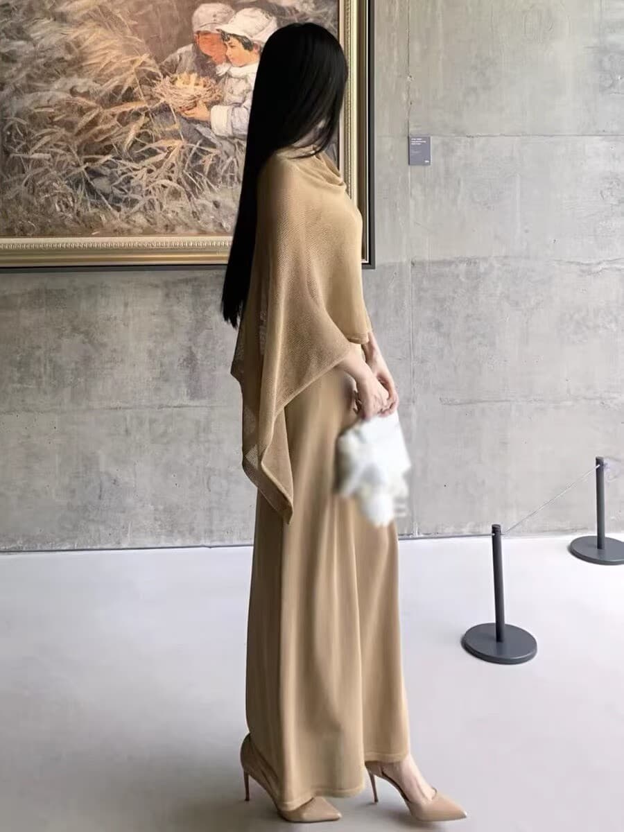 품격 전체 집합 ootd 착용 가져 가라. 느슨함 센스 카키 색 숄 슬립 조끼 스커트 투피스 슈트 2026 여름 상세 이미지 5