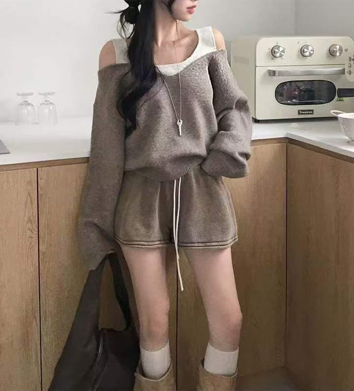 V넥 후드 작은 대중 여성 가을 새로운 허리 수축 디자인 센스 불규칙 핫걸 맨위 트렌디 상세 이미지 2