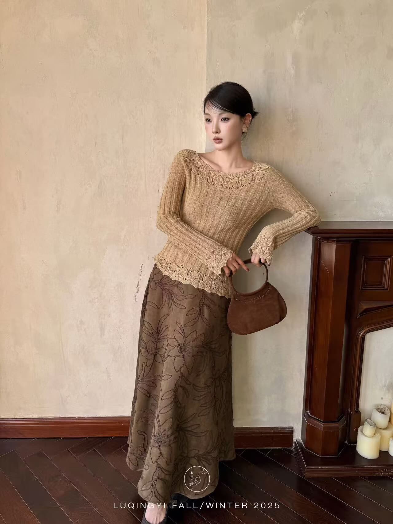 왜가리 녹색 하나 오리지널 잉여금 분말 눈물 프랑스식 니트 스웨터 여성 겨울 레이스 거친 구덩이 기사 몸매 가꾸기 인사이드 가져 가라. 기본 셔츠 상세 이미지 4