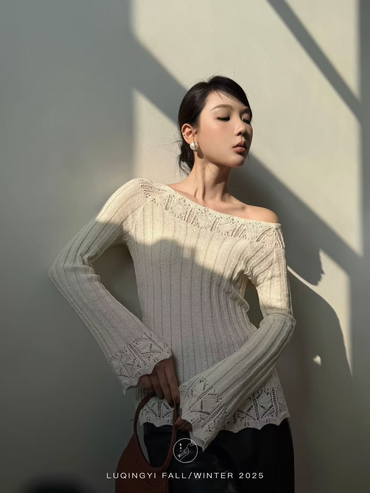 왜가리 녹색 하나 오리지널 잉여금 분말 눈물 프랑스식 니트 스웨터 여성 겨울 레이스 거친 구덩이 기사 몸매 가꾸기 인사이드 가져 가라. 기본 셔츠 상세 이미지 5