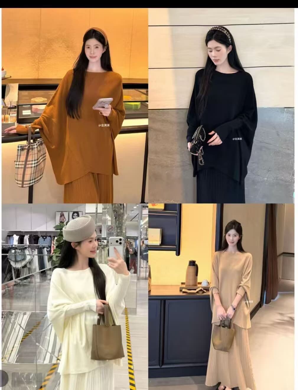 신제품 실사 가을 높은 품질 비싼 가스 슬림해 보이는 불규칙 슬림해 보이는 표지 고기 박쥐 긴팔 세트 상세 이미지 3