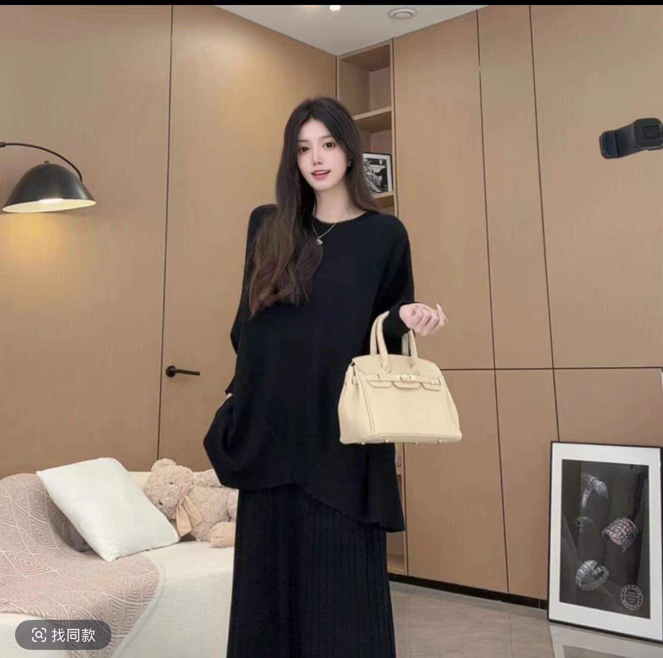 가을 높은 품질 비싼 가스 슬림해 보이는 불규칙 슬림해 보이는 박쥐 긴팔 세트 상세 이미지 1