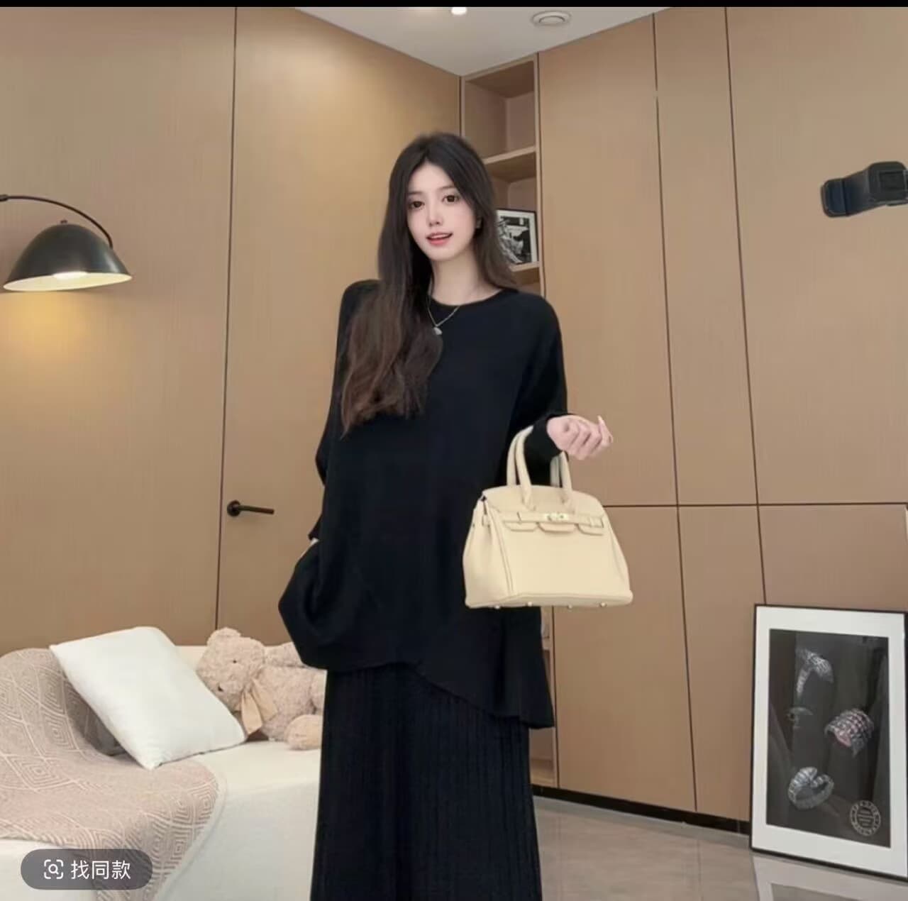 2026 새로운 프랑스식 부드러운 바람 니트 드레스 아이들 가을 겨울철 느긋한 고급 센스 허리 수축 롱 스커트 세트 상세 이미지 3