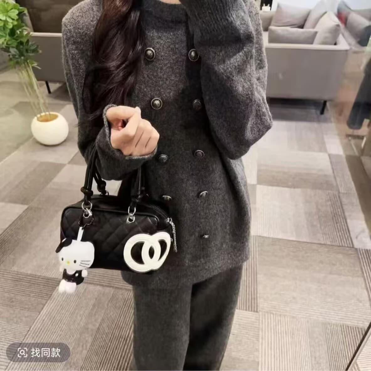 패션 루즈핏 캐주얼 느긋한 바람 이중 버튼 스웨터 와이드 레그 팬츠 미니멀리즘 새로운 점잖은 착용 가져 가라. 투피스 세트 상세 이미지 1