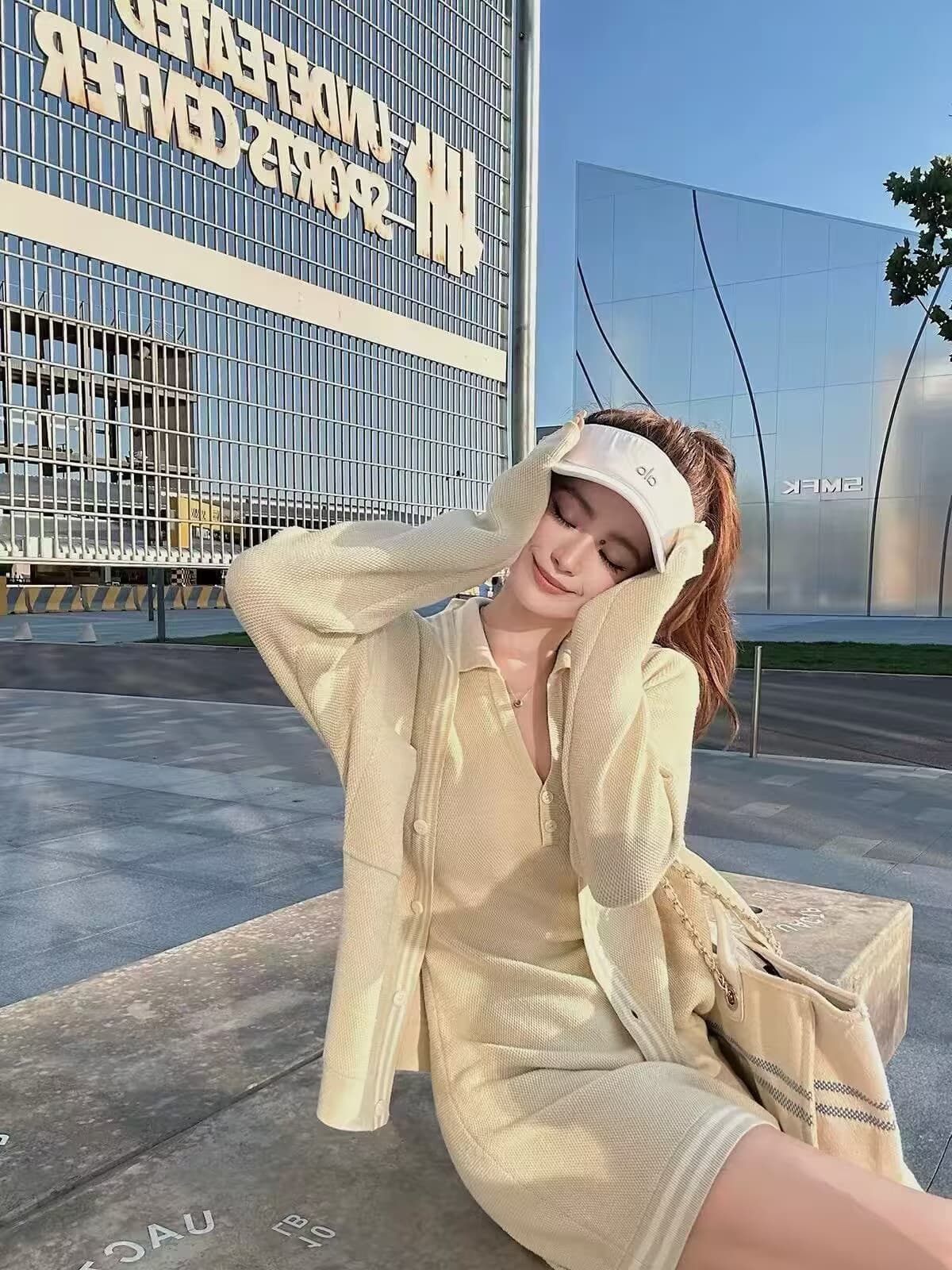 느긋한 약화 된 양모 몸매 가꾸기 치마 모직물 오픈 가디건 세트 상세 이미지 4