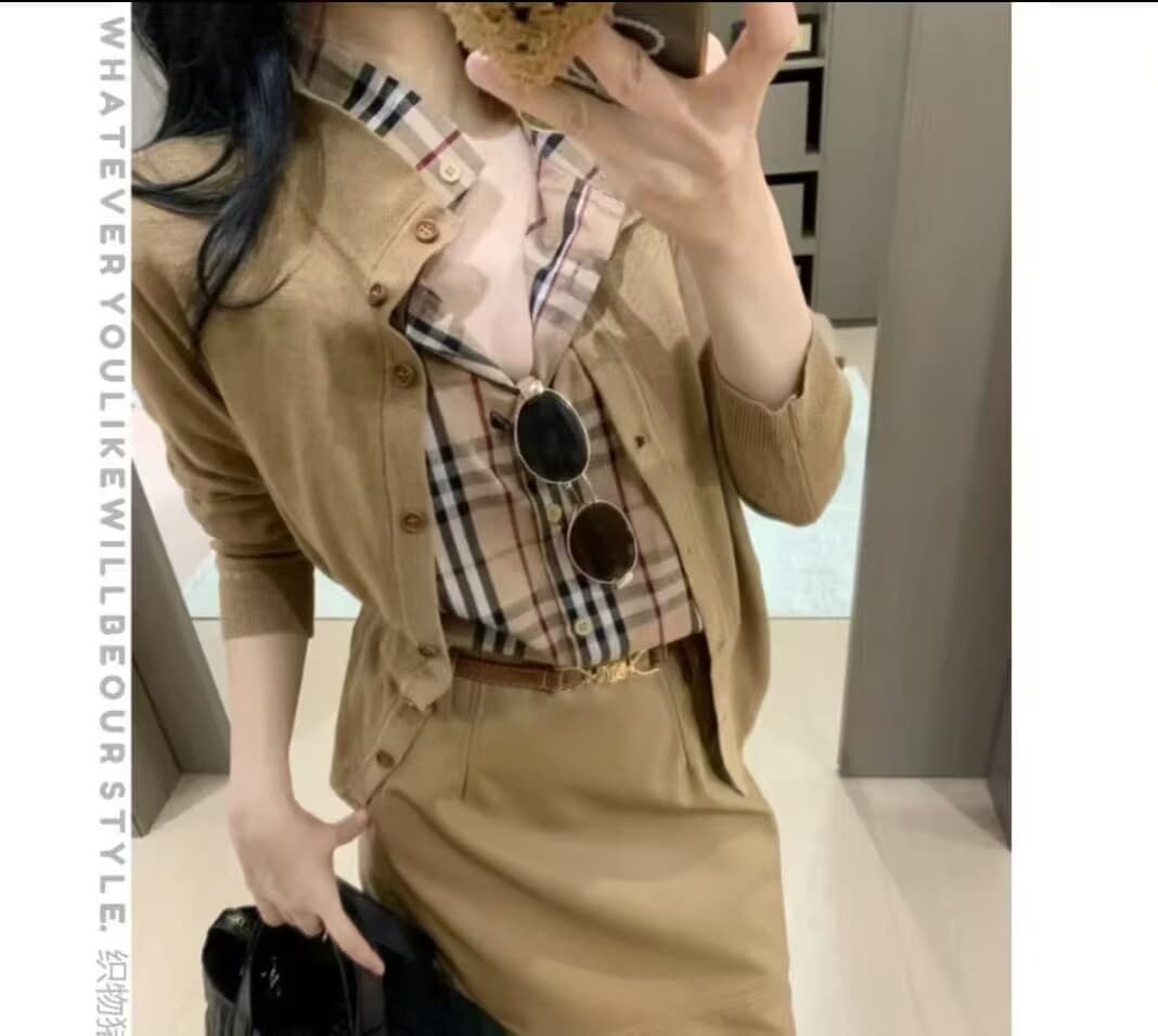 디자인 센스 페이크 레이어드 패치워크 셔츠 칼라 긴팔 맨위 여성 의류 품격 몸매 가꾸기 슬림해 보이는 다용도 풀오버 니트 스웨터 이미지 4