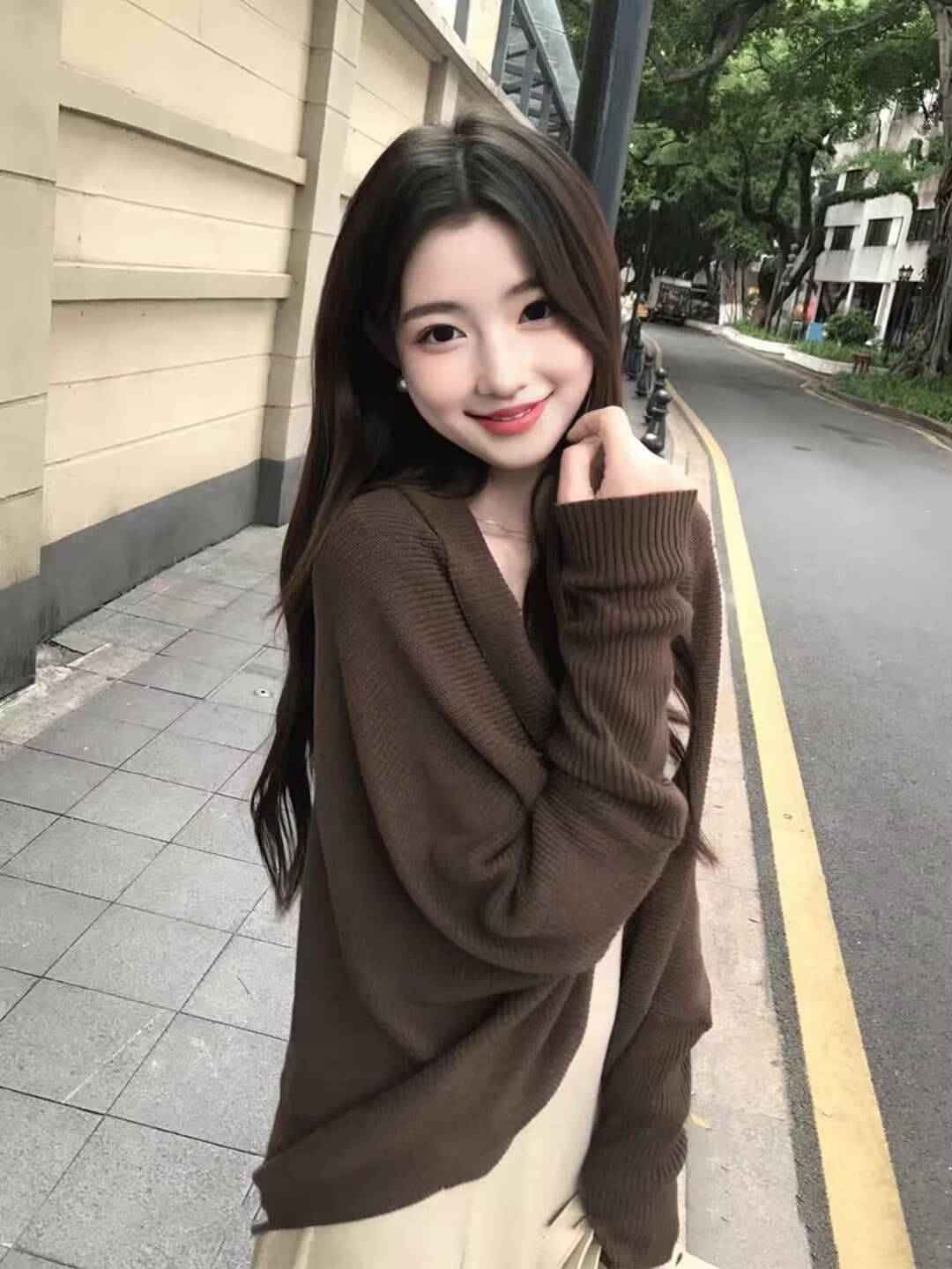 eia 하나 야오 차 향기로운 수 있습니다. 노래 긴팔 여성 드레스 가을 모직물 품격 느긋한 재킷 카키 색 롱 스커트 이미지 3