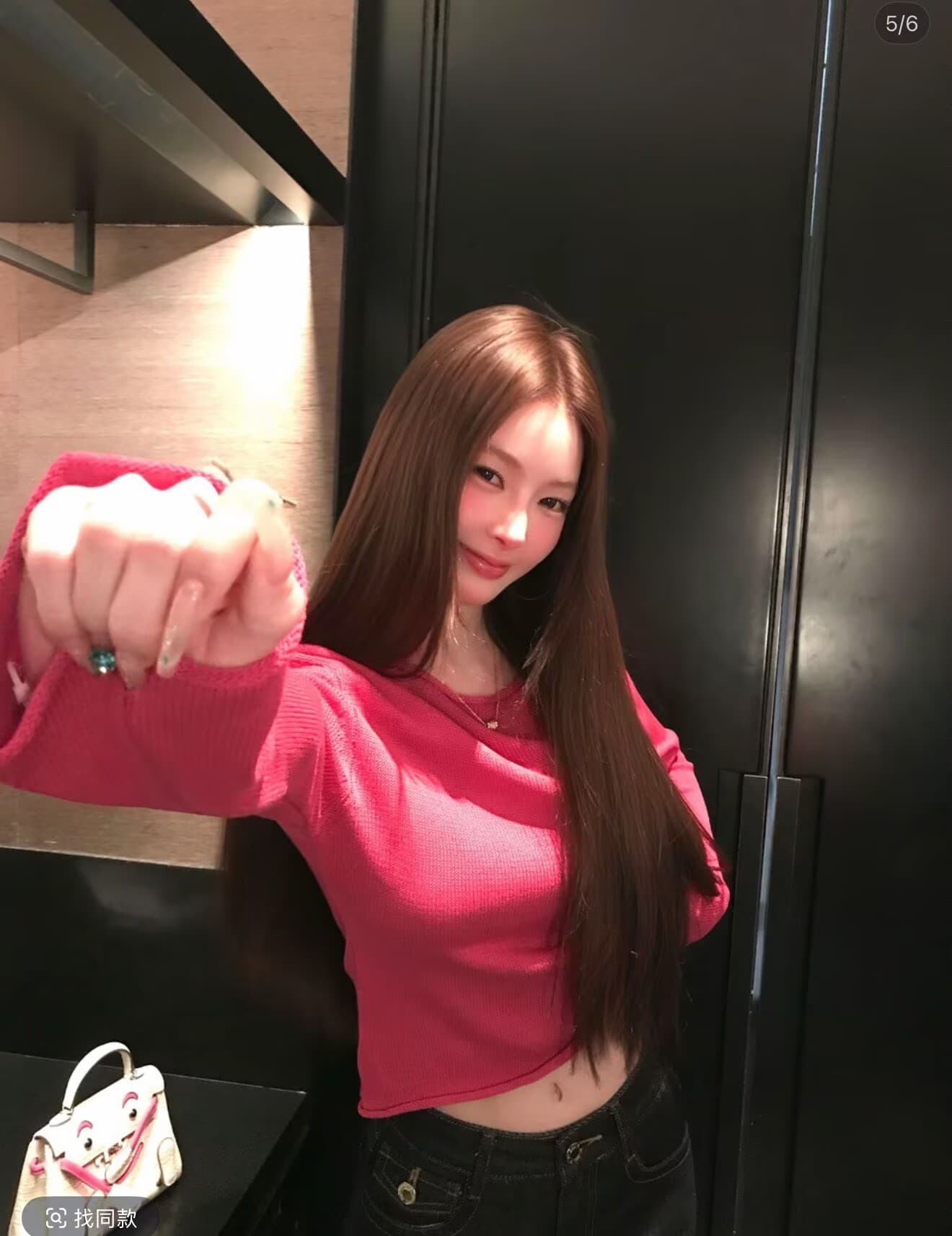 원웬 사설 서비스 단색 만나는 패션 볼륨 측면 길이 소매 짠 셔츠 사전 상세 이미지 3