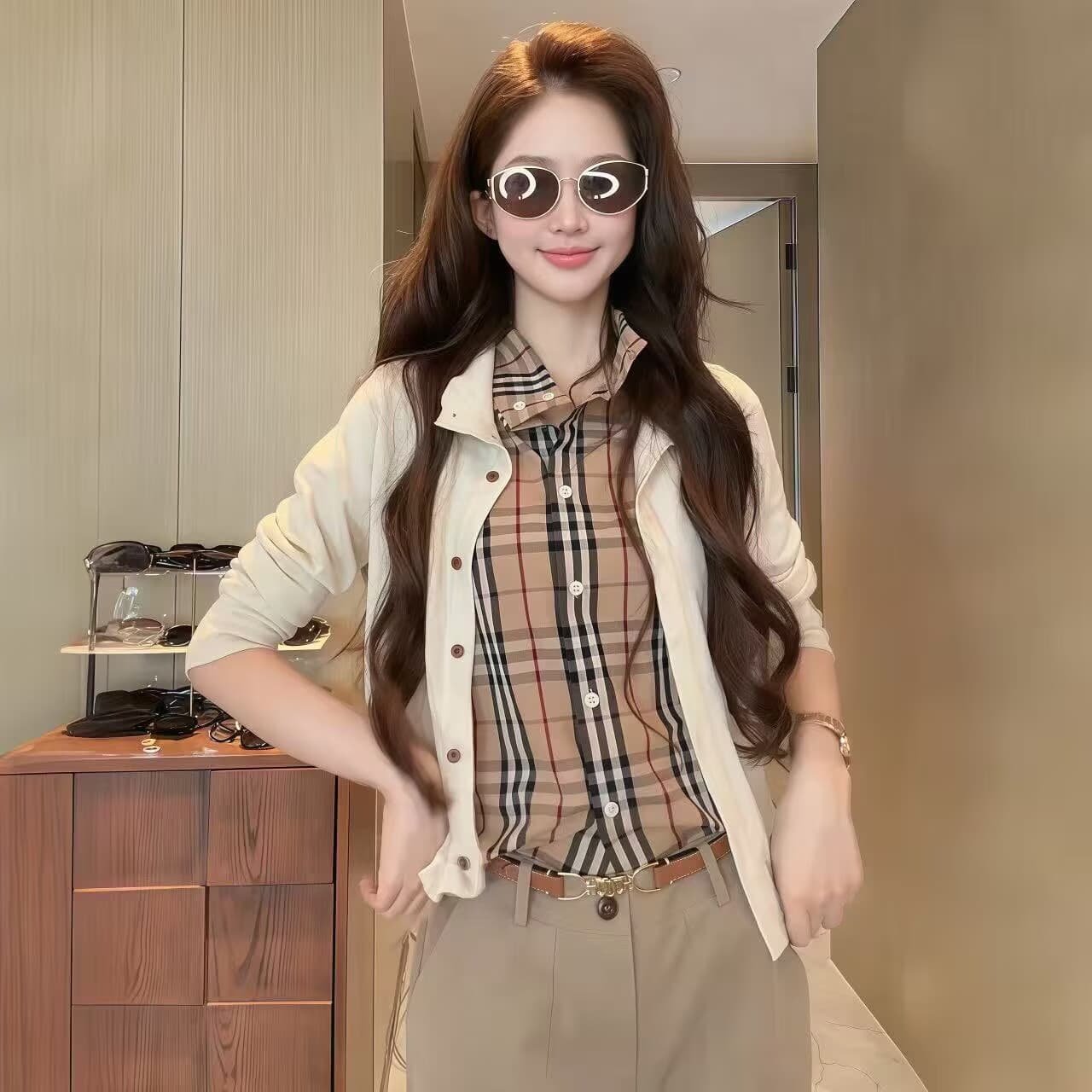 밀라노 휴일 아마 포함 양모 페이크 레이어드 니트 패치워크 오픈 가디건 스웨터 상세 이미지 5