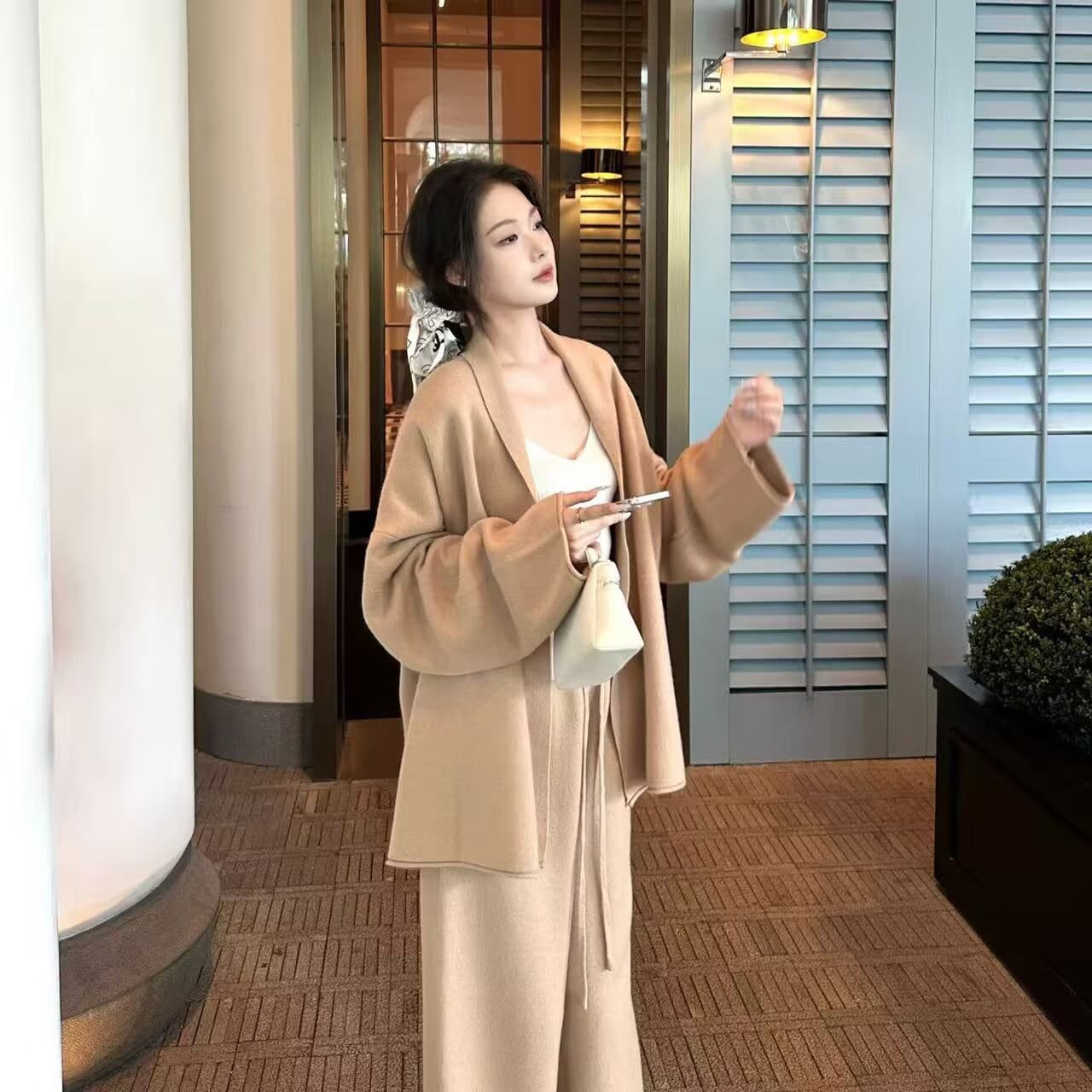 높음 제품 row 부서 목욕 가운 세트 그룹 높음 비율 양모 세트 스웨터 오픈 가디건 루즈핏 3종 세트 상세 이미지 8