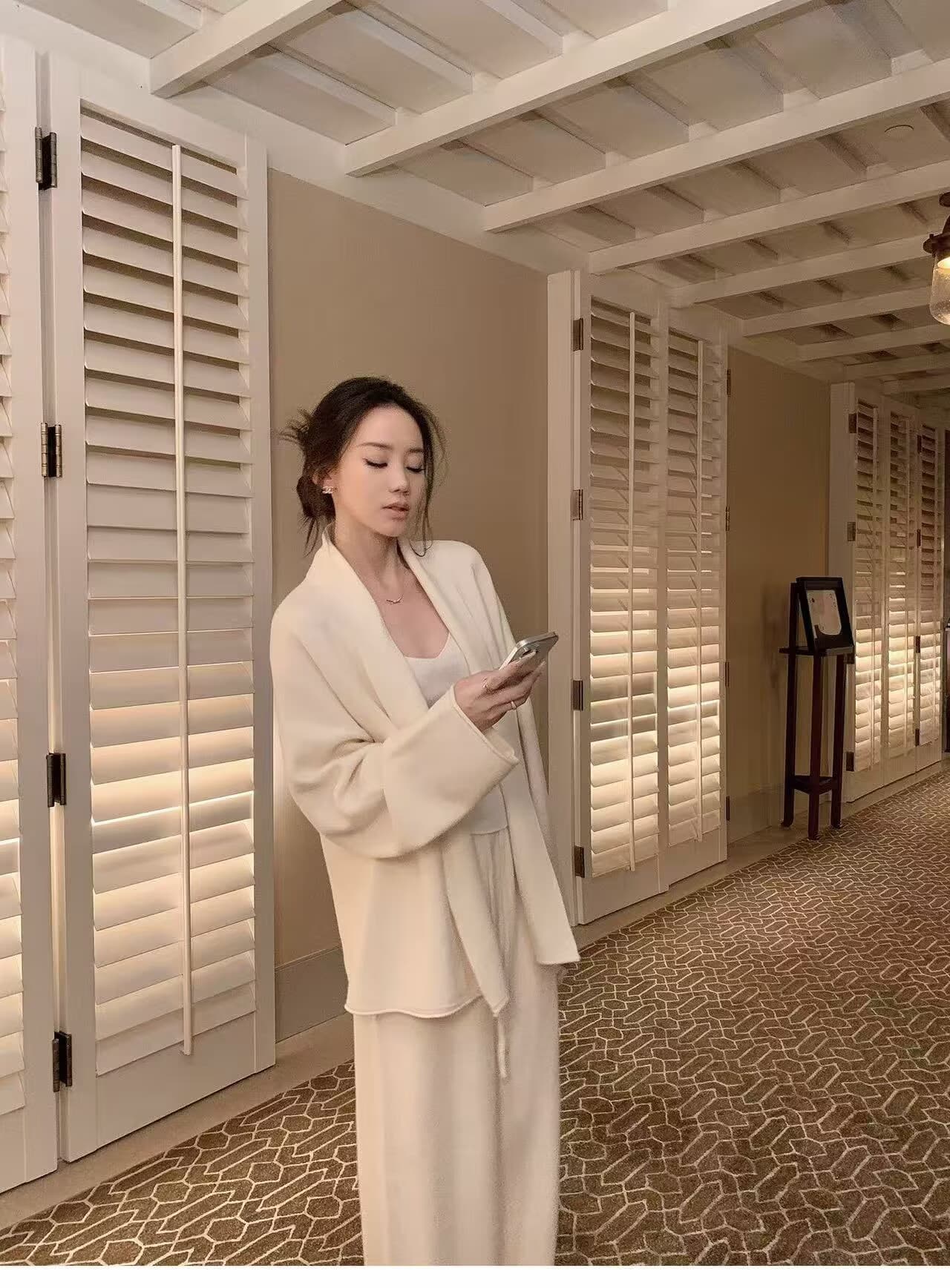 높음 제품 row 부서 목욕 가운 세트 그룹 높음 비율 양모 세트 스웨터 오픈 가디건 루즈핏 3종 세트 상세 이미지 10