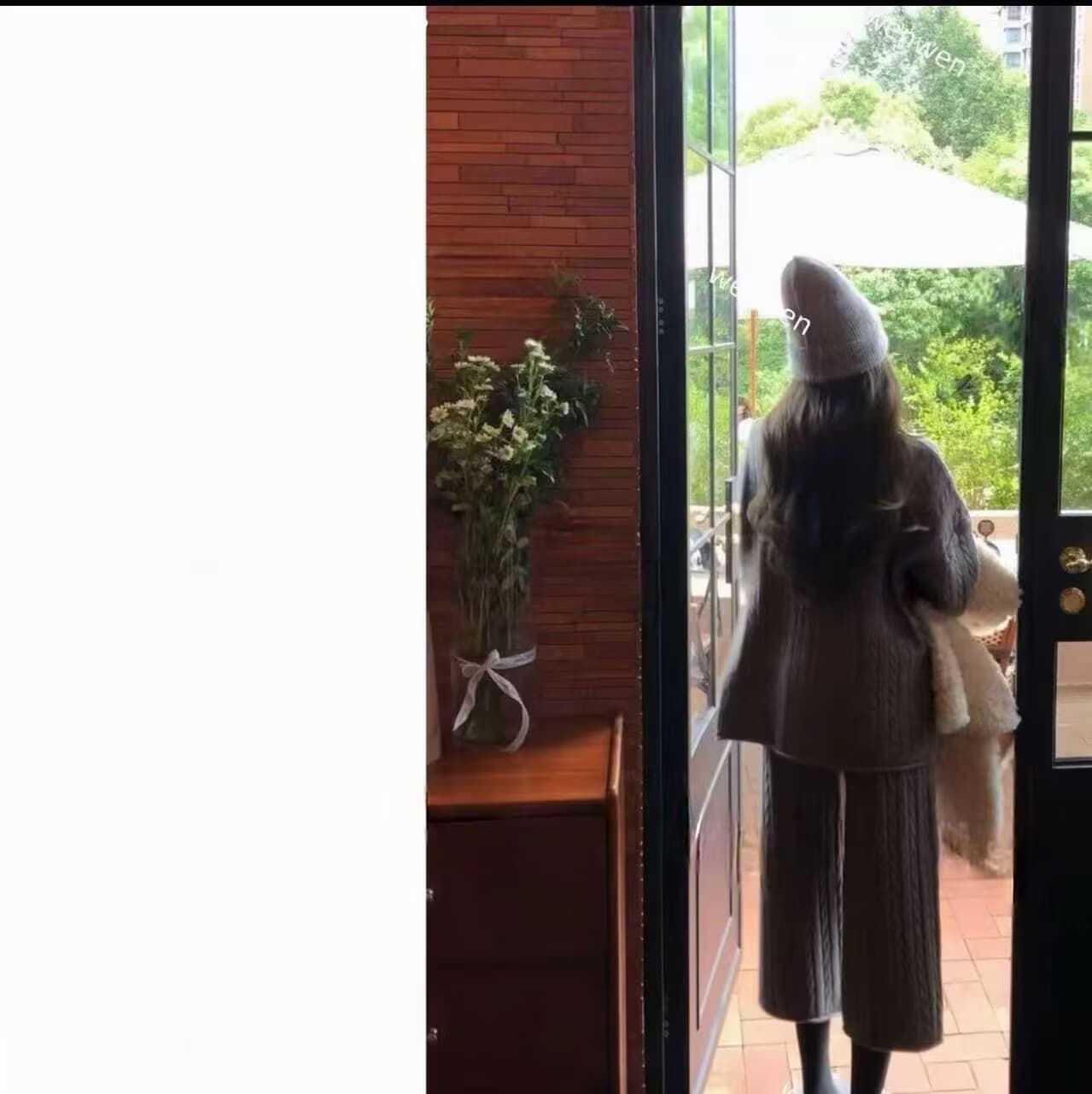 있음 선적 가을 새로운 한국 스타일 패션 느긋한 꽈배기 니트 스웨터 세트 상세 이미지 2