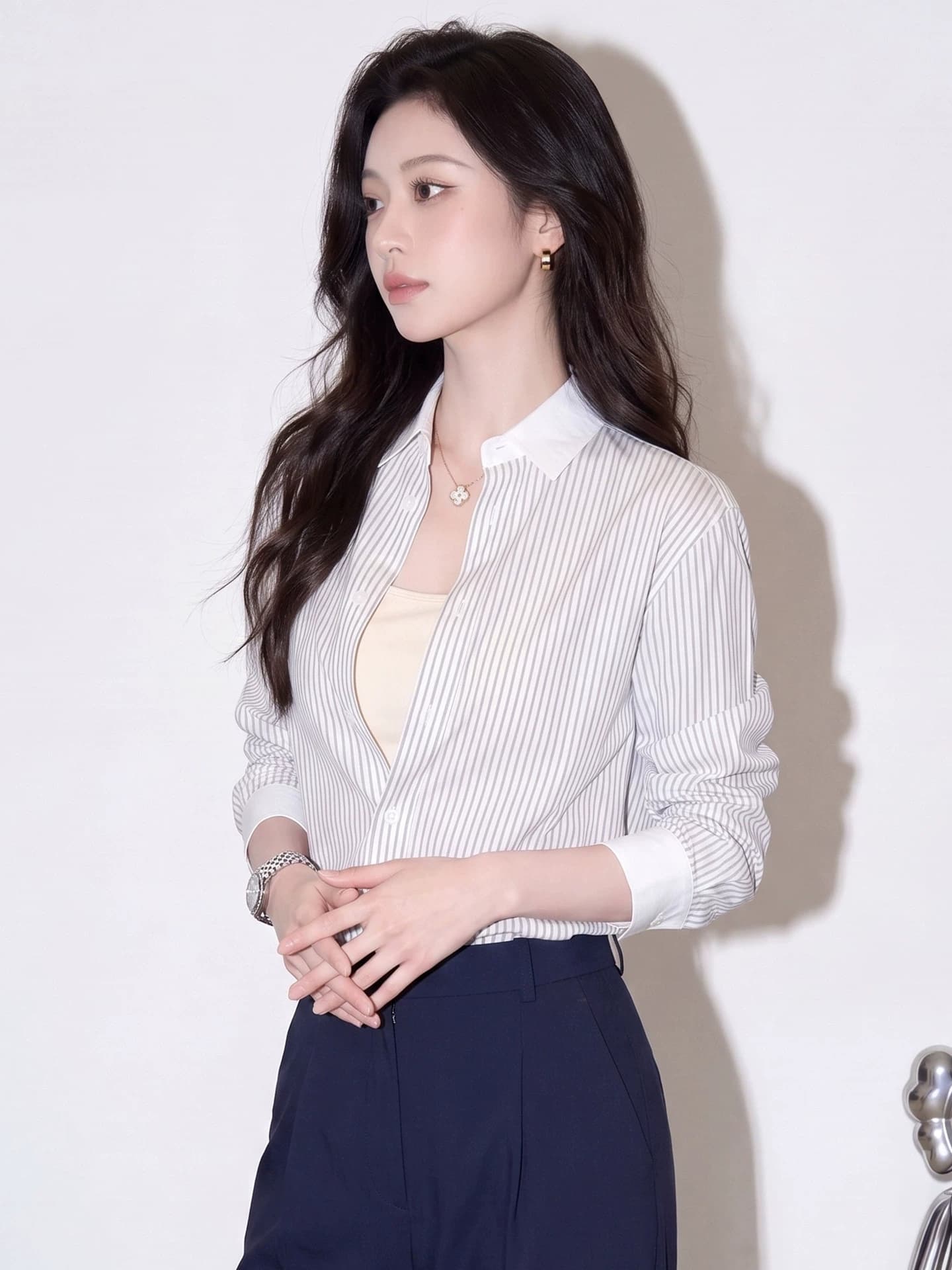 프랑스식 디자인 센스 스트라이프 여성 셔츠 2026 새로운 얇은 스타일 출퇴근 긴팔 셔츠 코치 사소한 맨위 상세 이미지 5