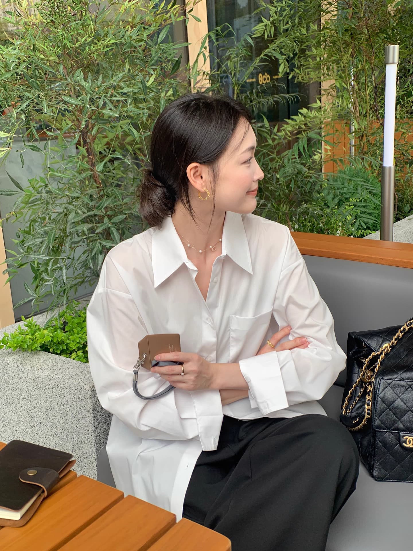 검정색 이른 가을 면 셔츠 여성 코트 새로운 긴팔 맨위 출퇴근 다용도 긴팔 여성 셔츠 상세 이미지 6