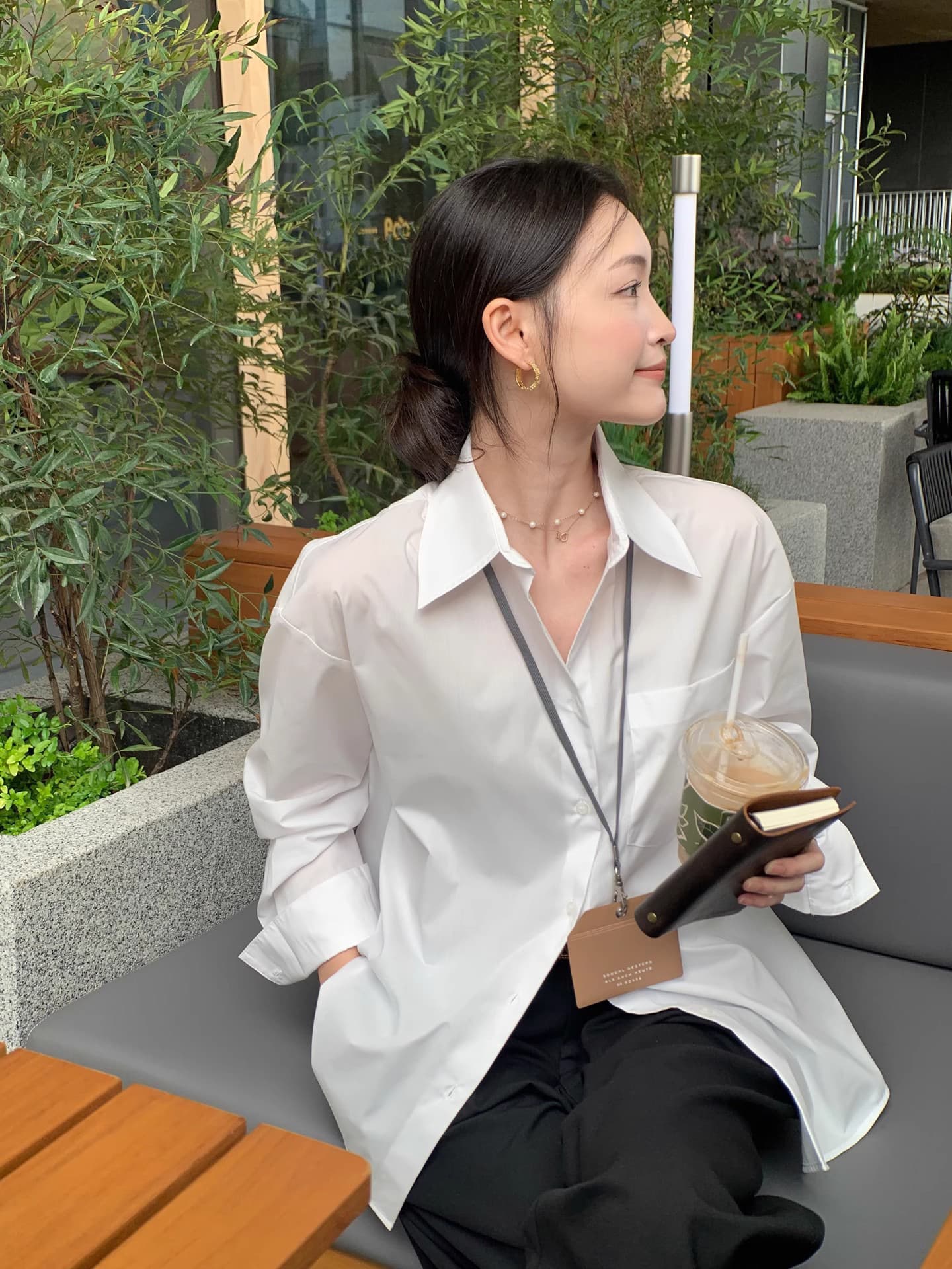 검정색 이른 가을 면 셔츠 여성 코트 새로운 긴팔 맨위 출퇴근 다용도 긴팔 여성 셔츠 상세 이미지 8