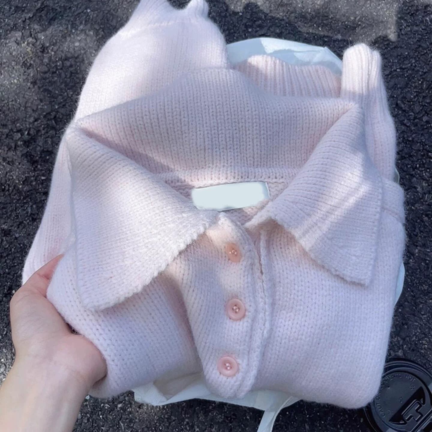 한 부서 폴로 칼라 스웨터 여자 가을 겨울 고급 센스 느긋한 바람 두꺼운 인사이드 가져 가라. 기본 셔츠 외출용 베이비 칼라 니트 스웨터 상세 이미지 4