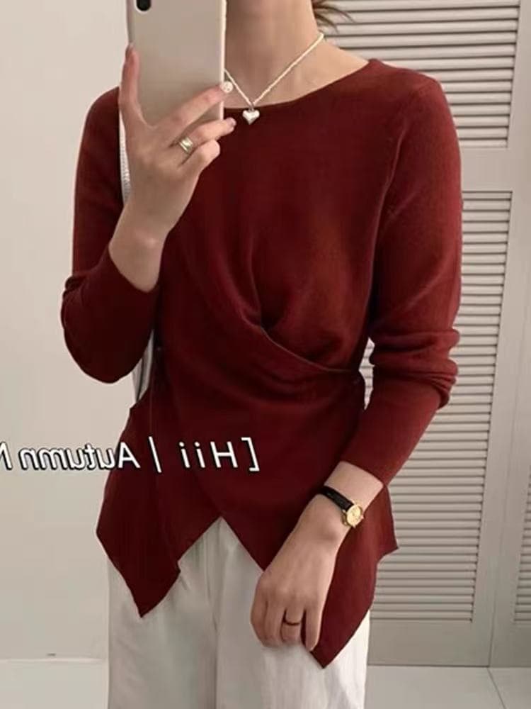 한 부서 십자가 몸매 가꾸기 만나는 니트 스웨터 여성 가을 겨울 외국 가스 인사이드 가져 가라. 스웨터 고급 센스 허리 수축 맨위 상세 이미지 5