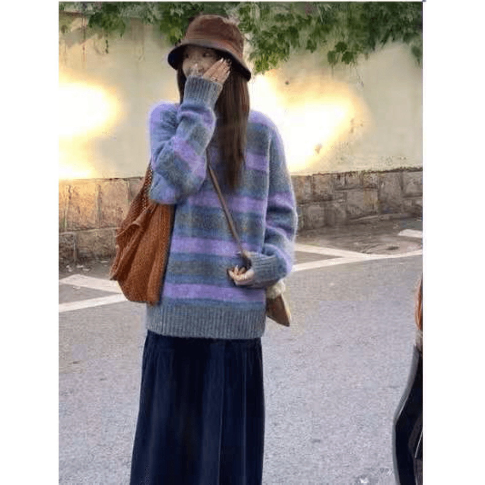 한 부서 배색 스트라이프 스웨터 2026 가을 새로운 느긋한 느슨함 부드러운 찹쌀 풀오버 니트 스웨터 여성 이미지 5