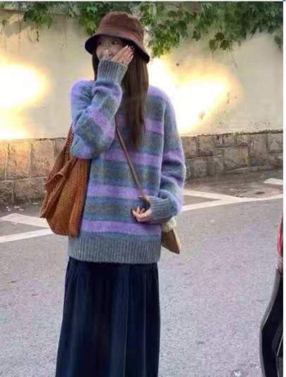 한 부서 두꺼운 배색 스트라이프 스웨터 가을 새로운 느긋한 느슨함 부드러운 찹쌀 풀오버 니트 스웨터 여성 상세 이미지 5