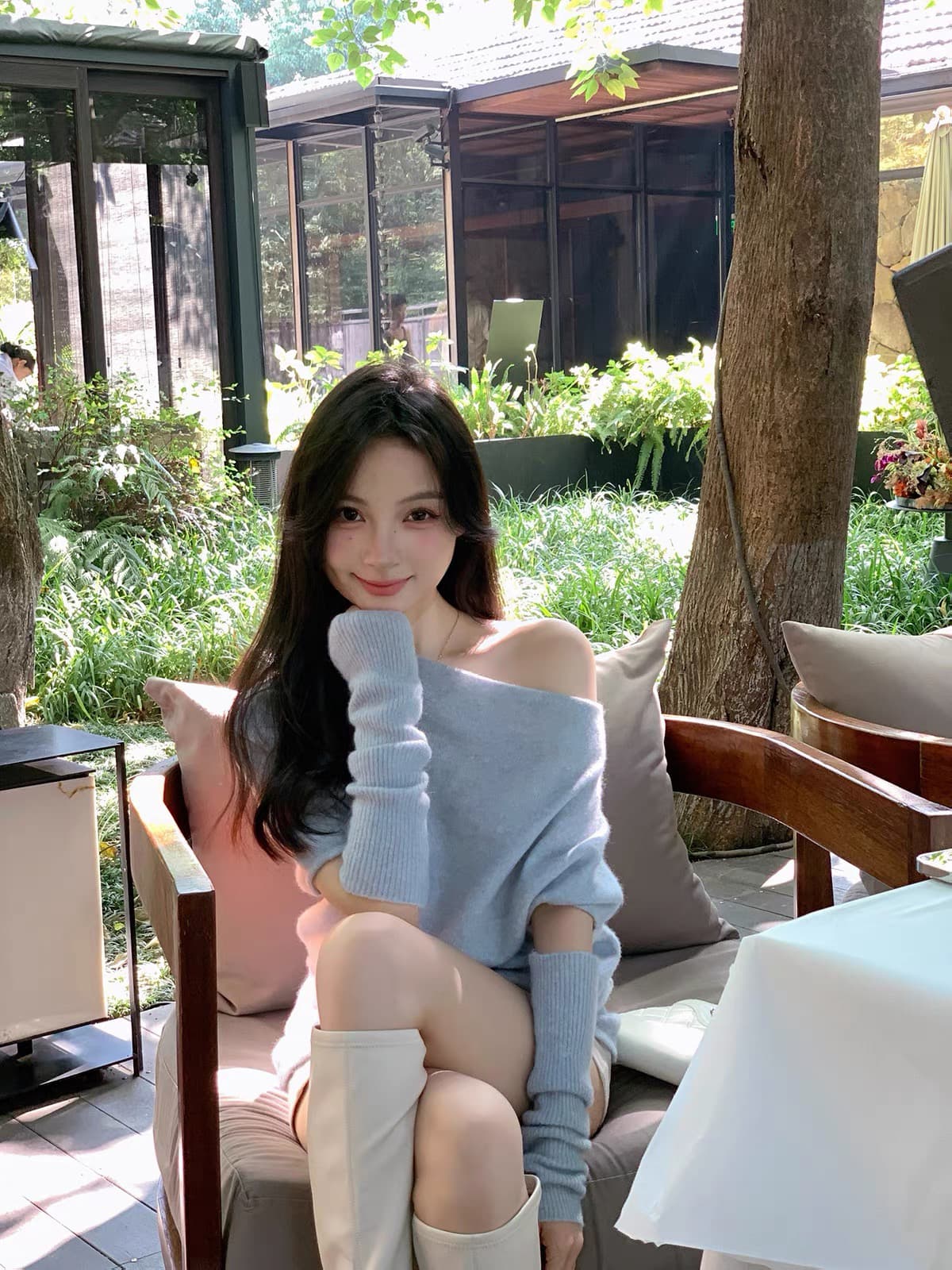 주 그래. 그래. 양모 혼방 오프숄더 소매 커버 스웨터 여자 조기 가을 느긋한 바람 고급 센스 비스듬한 어깨 의류 인사이드 가져 가라. 상세 이미지 5