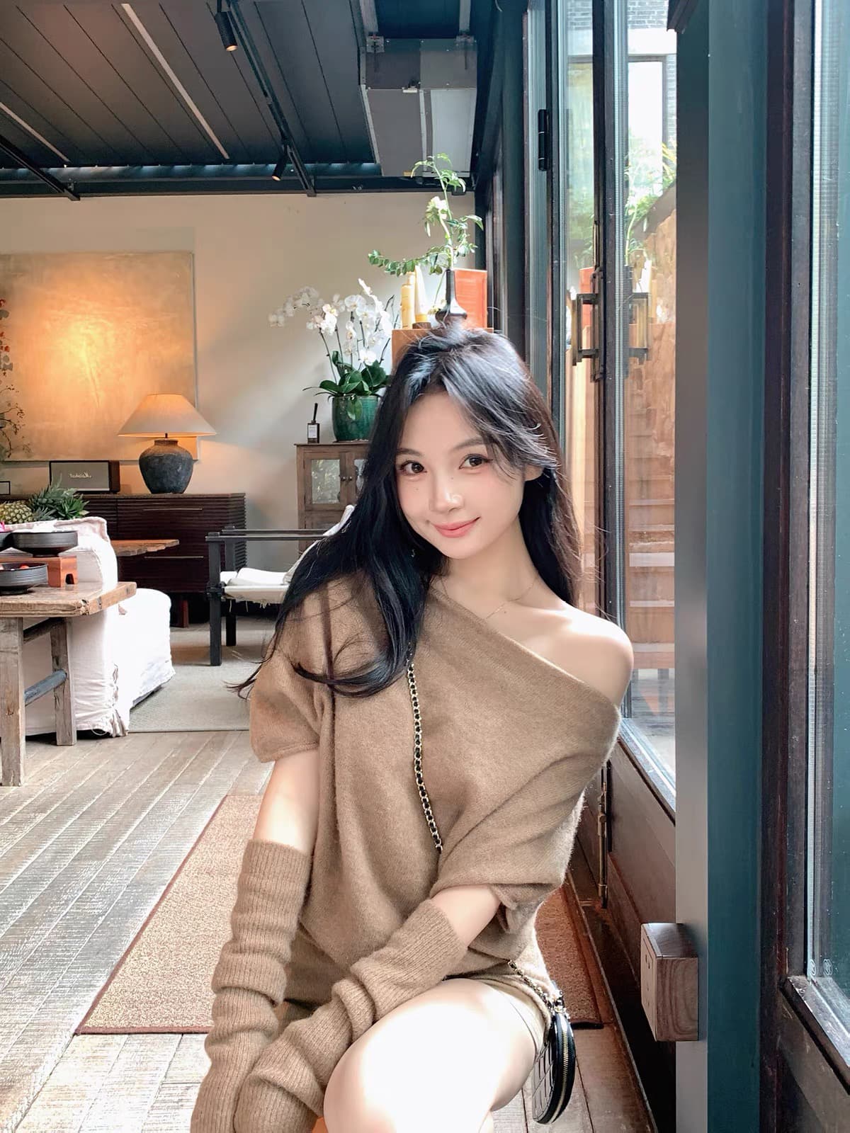주 그래. 그래. 양모 혼방 오프숄더 소매 커버 스웨터 여자 조기 가을 느긋한 바람 고급 센스 비스듬한 어깨 의류 인사이드 가져 가라. 상세 이미지 6