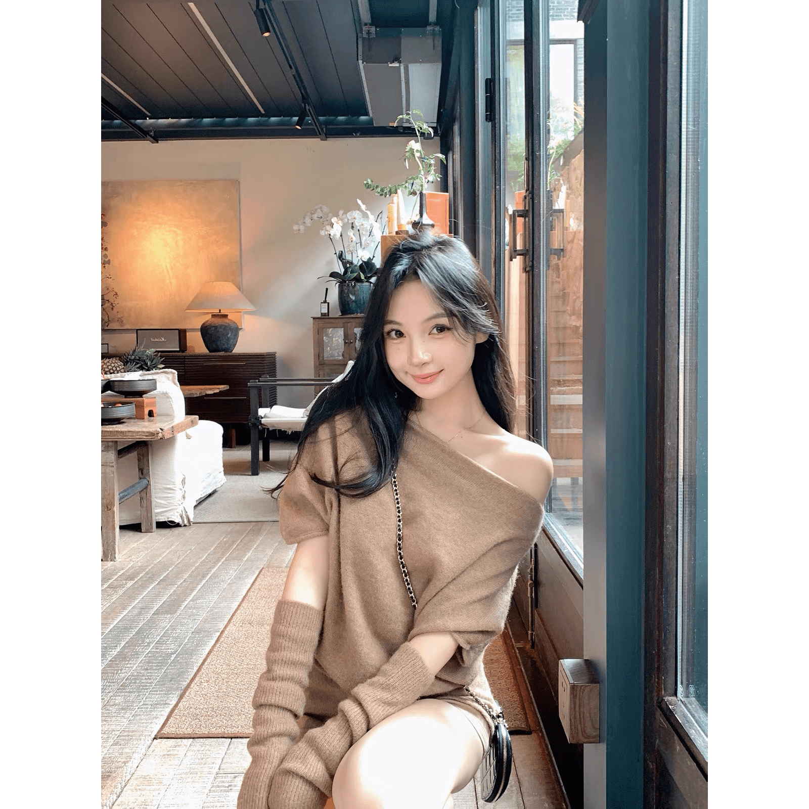 주 그래. 그래. 양모 혼방 오프숄더 소매 커버 스웨터 여자 조기 가을 느긋한 바람 고급 센스 비스듬한 어깨 의류 인사이드 가져 가라. 이미지 5