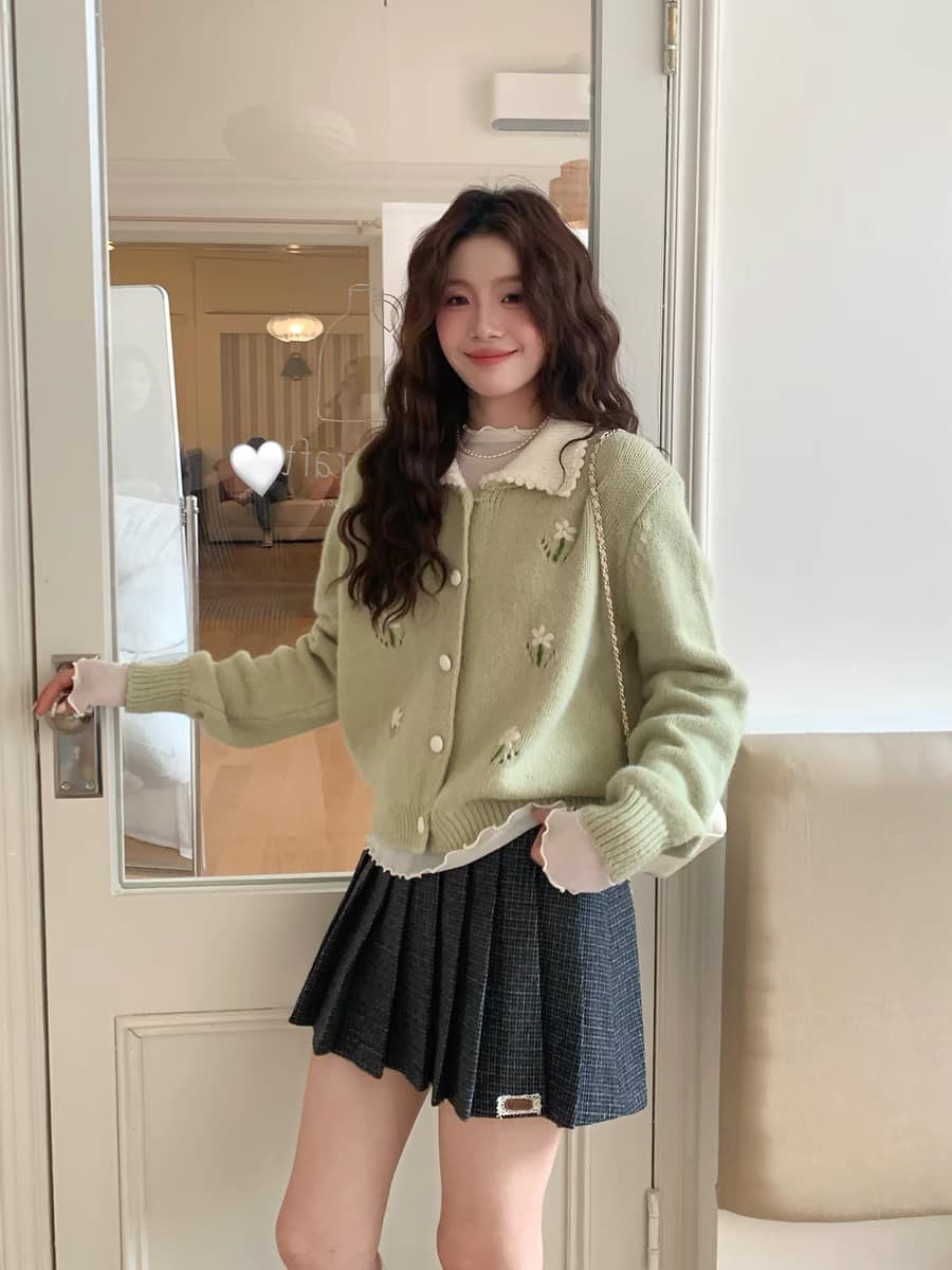 even 하나 원자바오 죽은 나무 凛 봄 한 부서 높음 지혜 센스 포함 양모 부드러운 프랑스식 자수 한국 스타일 스웨터 오픈 가디건 상세 이미지 4