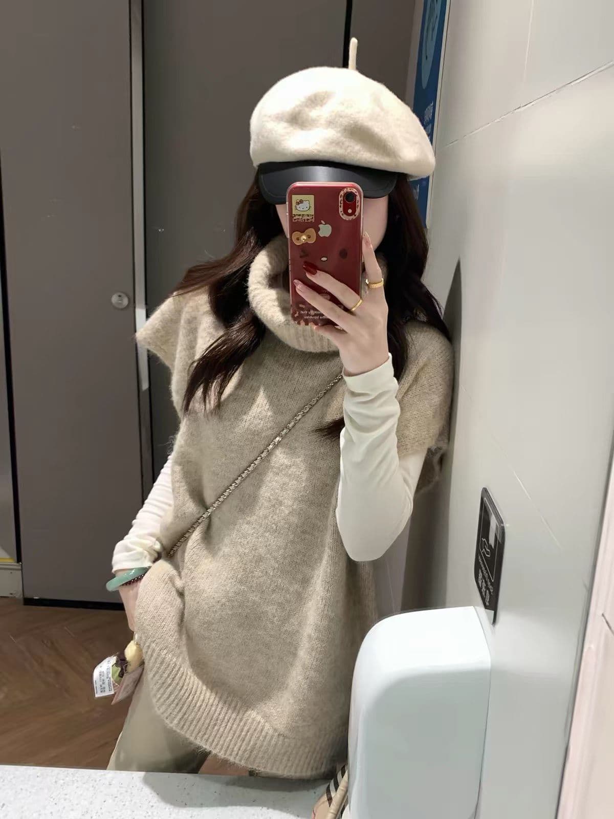 한 부서 터틀넥 조끼 스웨터 여자 느긋한 느슨함 센스 다용도 스택 착용 민소매 맨위 재고 있음 상세 이미지 9