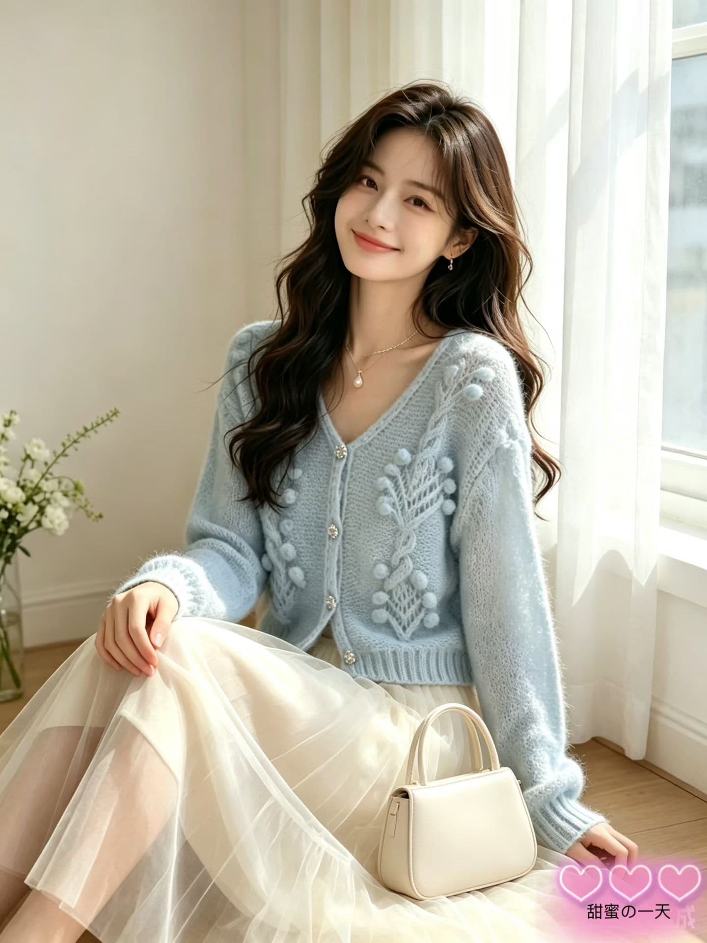 한 부서 루즈핏 착용 가져 가라. 핑크색 홀로우 아웃 모헤어 스웨터 코트 오픈 가디건 여성 봄 가을 느긋한 바람 맨위 부드러운 찹쌀 바늘 상세 이미지 1