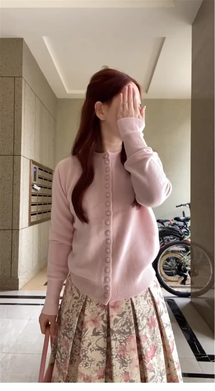 한 부서 아름다운 핑크색 라운드 넥 만나는 니트 오픈 가디건 여성 봄 가을 고유 한 자이언트 잘 생긴 인사이드 가져 가라. 쇼트 스타일 작은 맨위