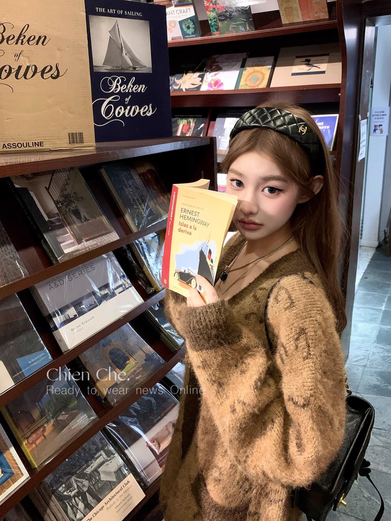 자동차 늦게 En chien 레오파드 무늬 양모 니트 오픈 가디건 가을 겨울 레트로 명중 커피 색상 루즈핏 V넥 스웨터 여성 코트
