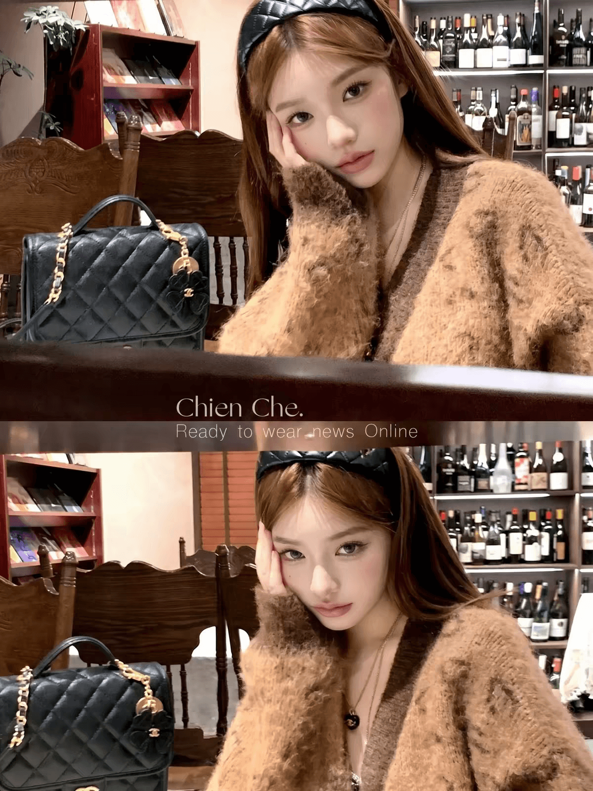 자동차 늦게 En chien 레오파드 무늬 양모 니트 오픈 가디건 가을 겨울 레트로 명중 커피 색상 루즈핏 V넥 스웨터 여성 코트 상세 이미지 3