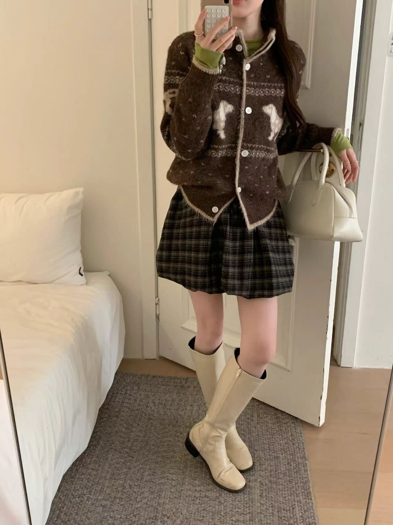 한 부서 강아지 자카드 부드러운 찹쌀 스웨터 오픈 가디건 여성 가을 겨울 새로운 루즈핏 느긋한 바람 공정한 섬 니트 스웨터 재킷 상세 이미지 8