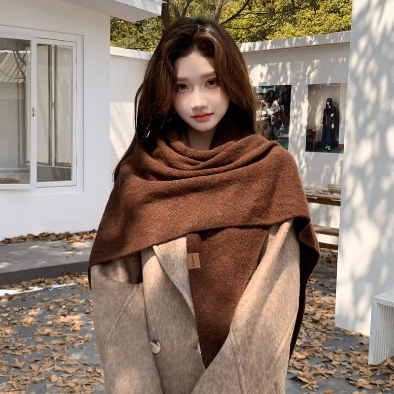 느긋한 거리 밖 포함 양모 삼각형 스카프 여성 가을 겨울 보호 목 보온 목도리 단색 대 숄 에어컨 객실 외부 가져 가라. 상세 이미지 8