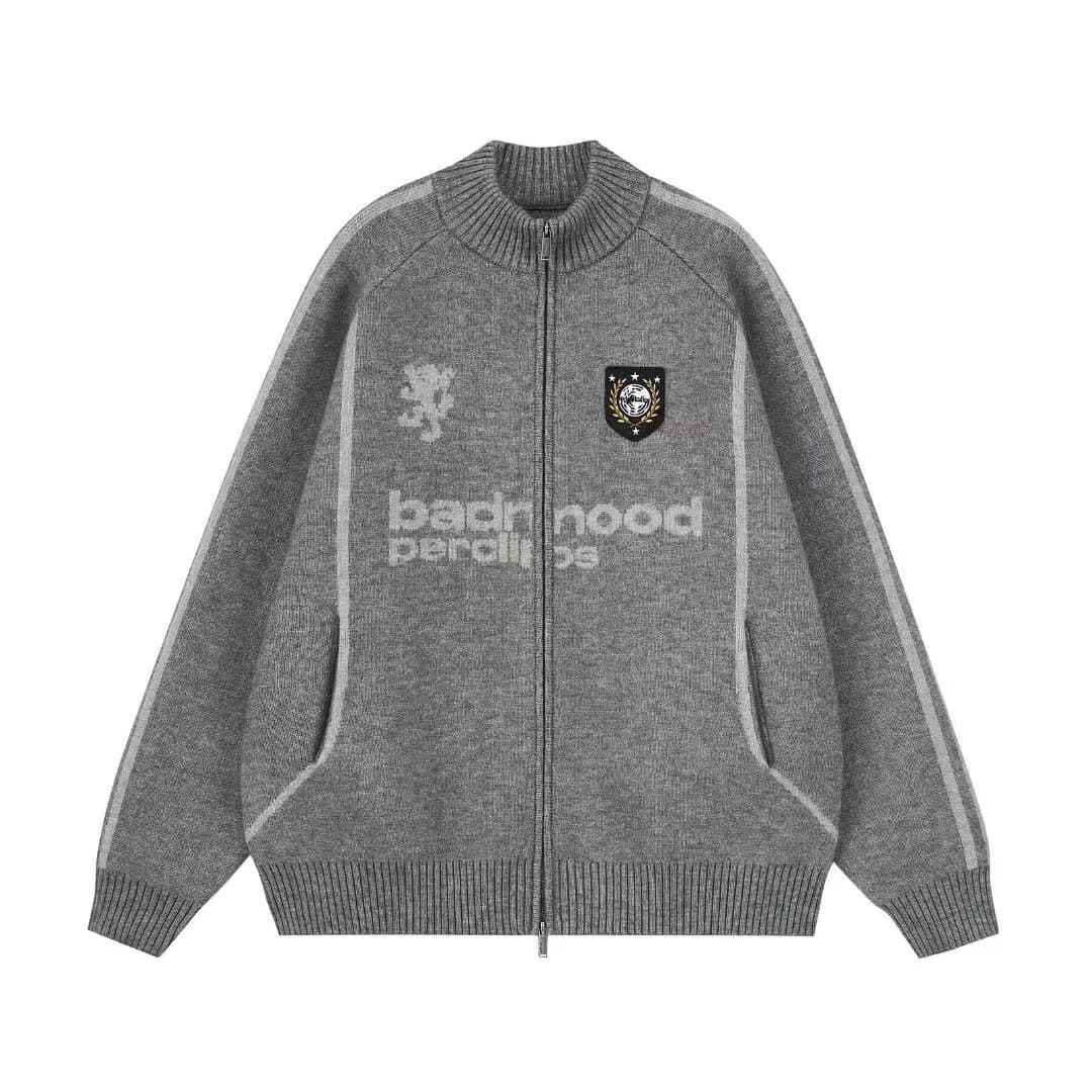 oversize 야구 유니폼 폴로 칼라 지퍼 스웨터 오픈 가디건 여성 재킷 가을 의상 새로운 한국 스타일 루즈핏 니트 스웨터 이미지 4