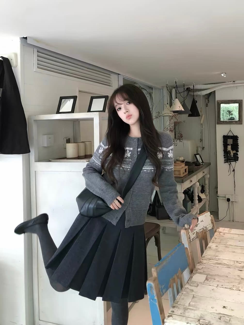 2026 라운드 넥 오픈 가디건 쇼트 스타일 공정한 섬 스웨터 여자 가을 겨울 슬림해 보이는 느긋한 바람 몸매 가꾸기 오픈 가디건 맨위 로드 중 상세 이미지 3