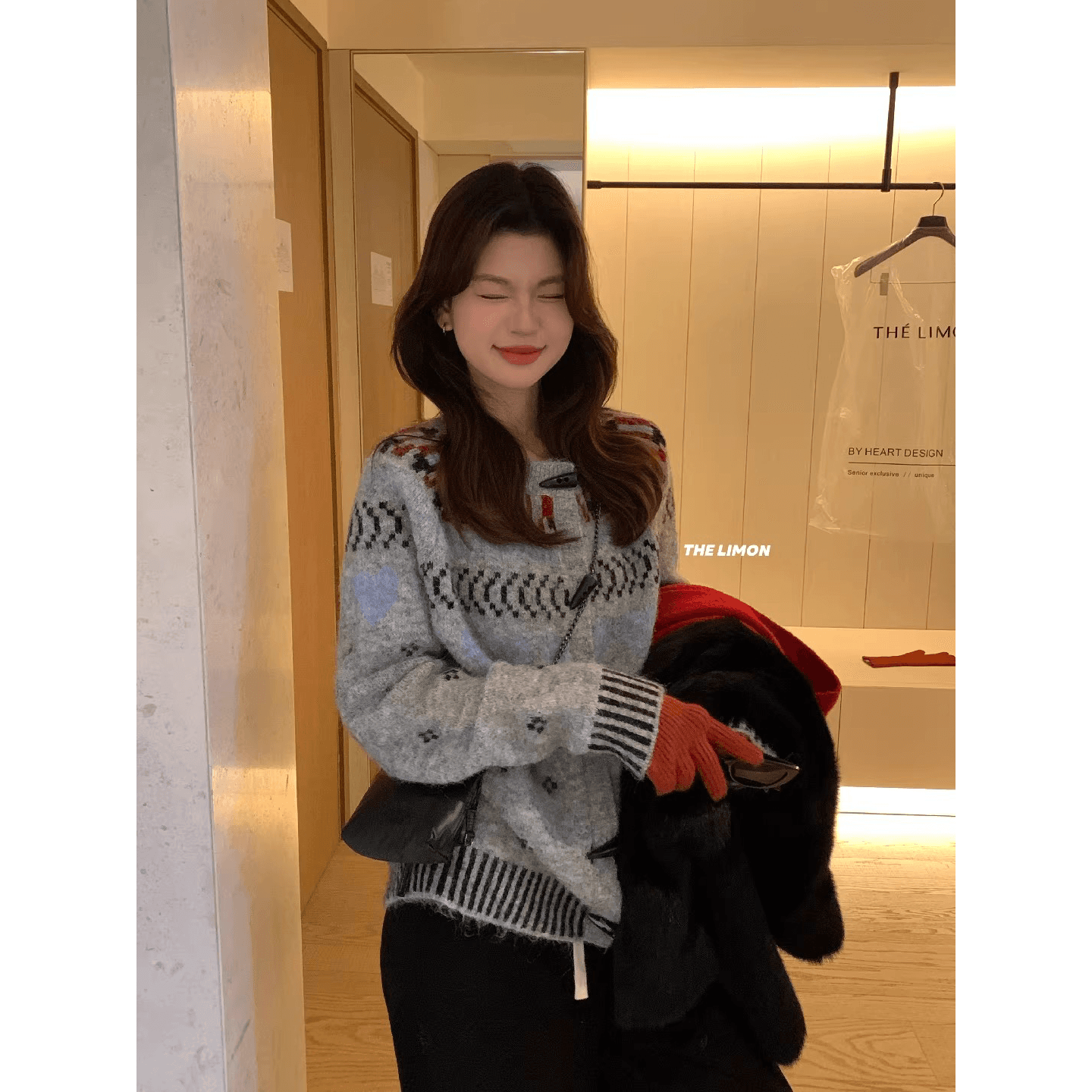 레몬 녹차 한 부서 무거운 작업 공정한 섬 보온 소뿔 버클 스웨터 오픈 가디건 여성 겨울 새로운 루즈핏 맨위 이미지 5