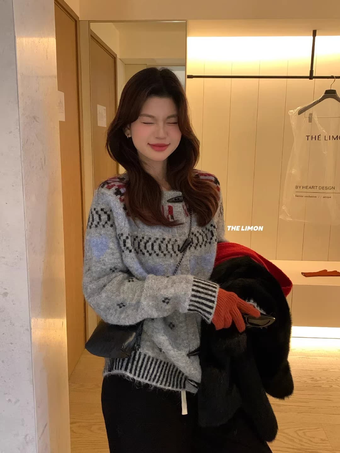 레몬 녹차 한 부서 무거운 작업 공정한 섬 보온 소뿔 버클 스웨터 오픈 가디건 여성 겨울 새로운 루즈핏 맨위 상세 이미지 8