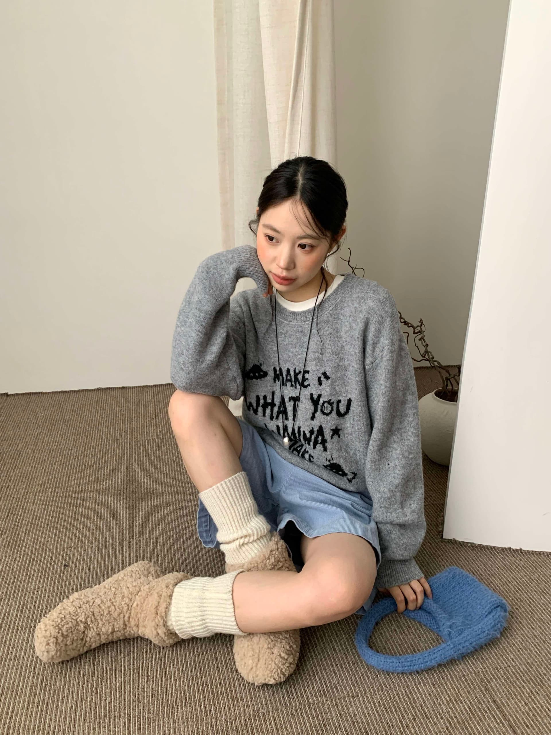 한 부서 자수 알파벳 부드러운 찹쌀 찹쌀 검정색 스웨터 여자 봄 가을 겨울 새로운 루즈핏 긴팔 니트 스웨터 작은 키 상세 이미지 5