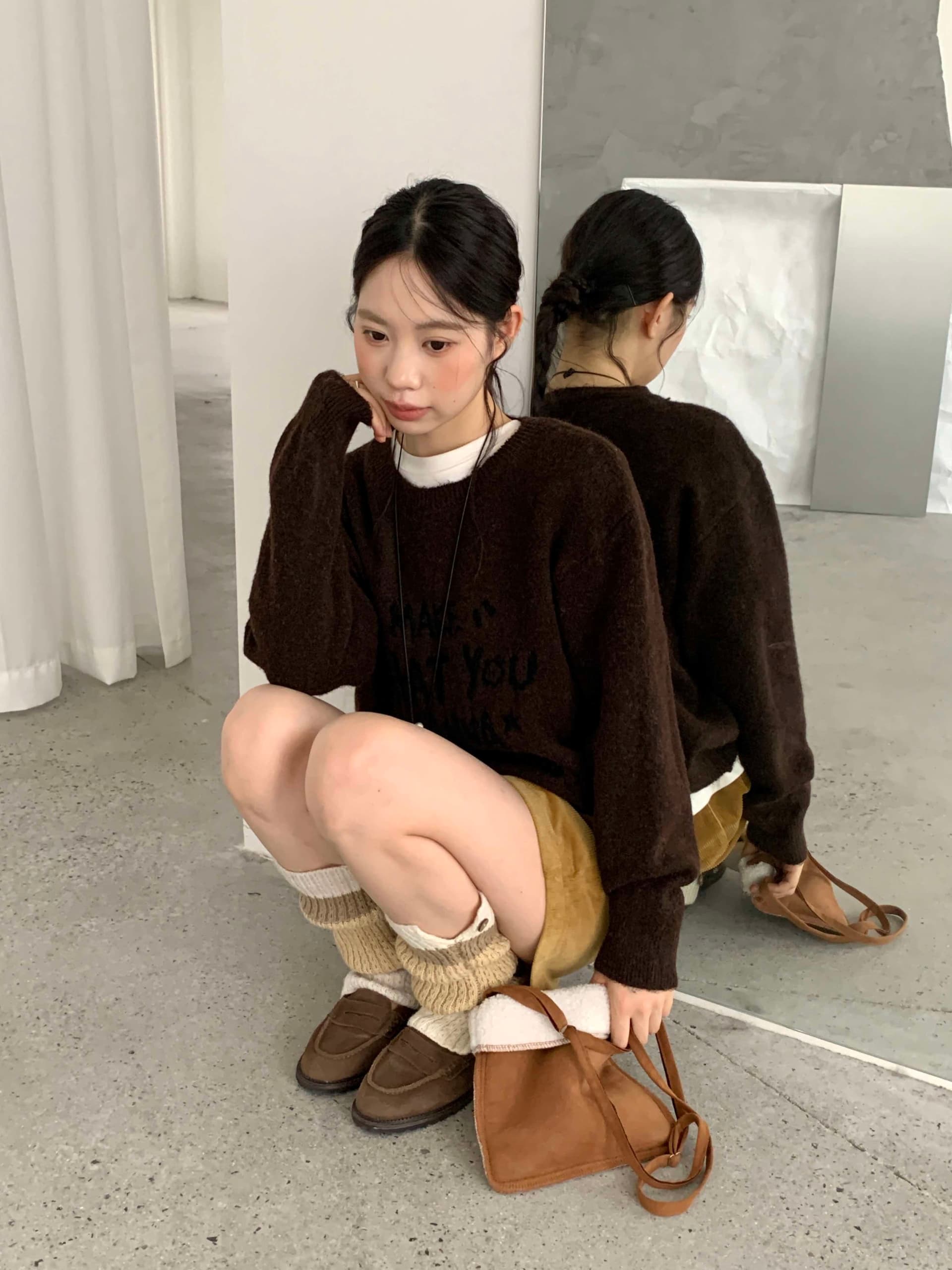 한 부서 자수 알파벳 부드러운 찹쌀 찹쌀 검정색 스웨터 여자 봄 가을 겨울 새로운 루즈핏 긴팔 니트 스웨터 작은 키 상세 이미지 6