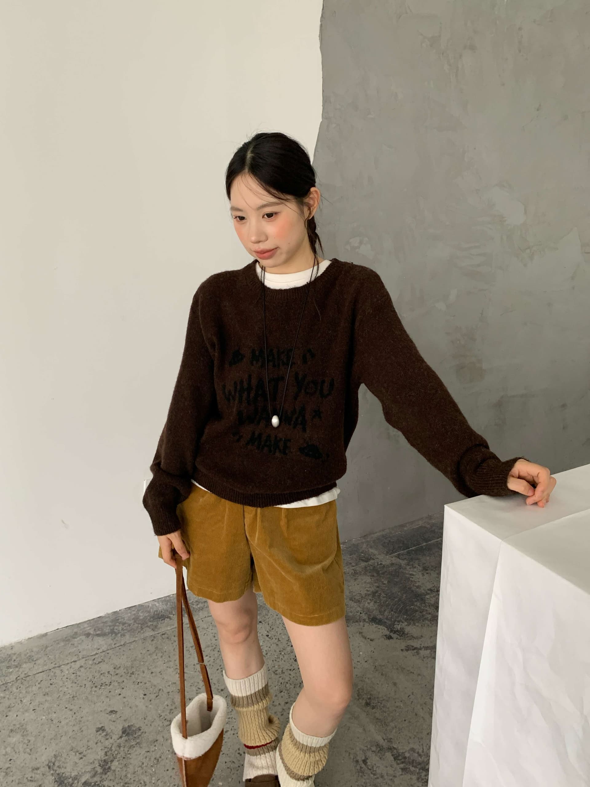 한 부서 자수 알파벳 부드러운 찹쌀 찹쌀 검정색 스웨터 여자 봄 가을 겨울 새로운 루즈핏 긴팔 니트 스웨터 작은 키 상세 이미지 7