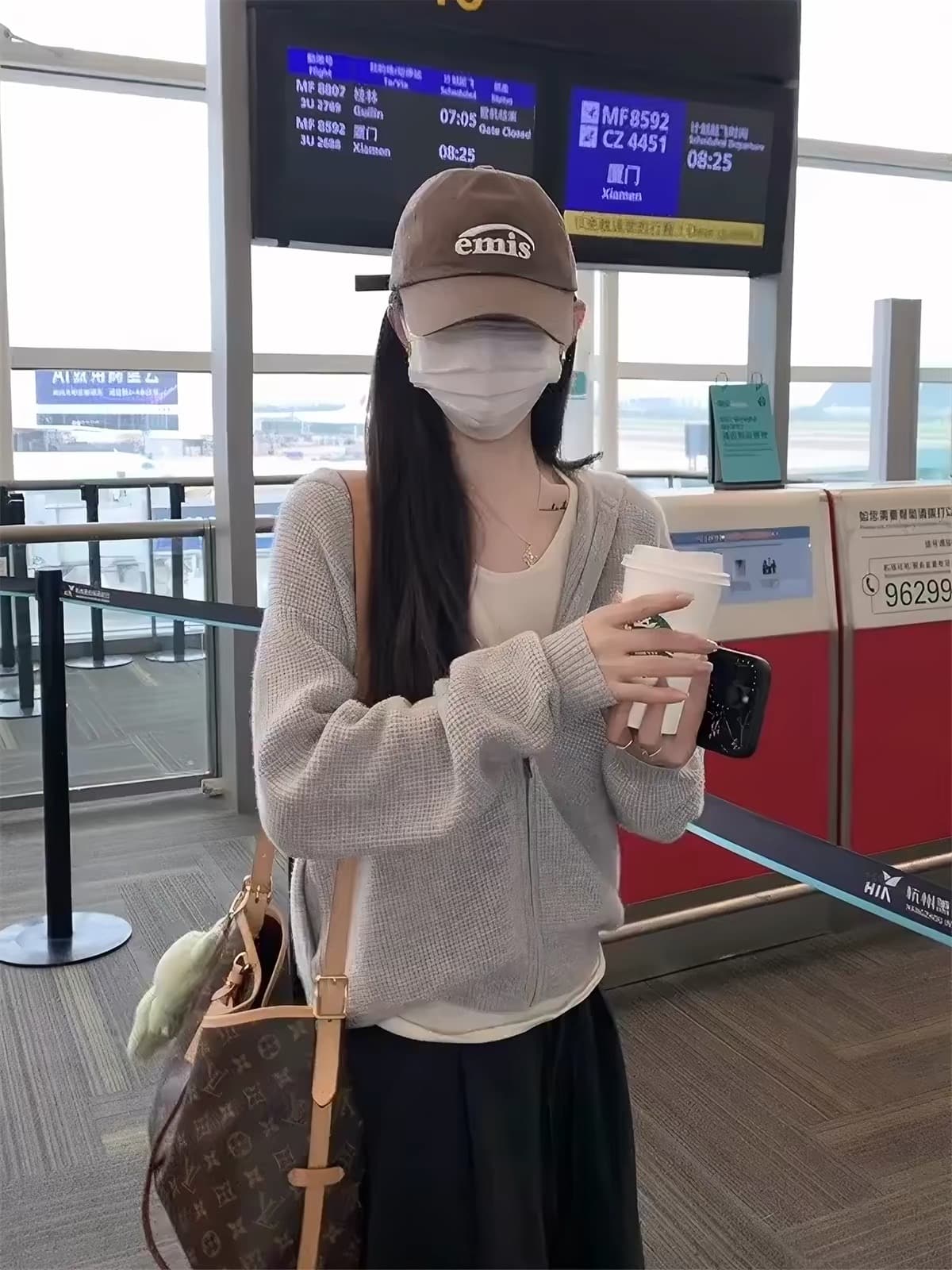 장 베이 베이 ibell 한 부서 루즈핏 슬림해 보이는 3 차원 후아 남편 그리드 후드 오픈 가디건 여성 레저 다용도 양모 재킷 상세 이미지 4