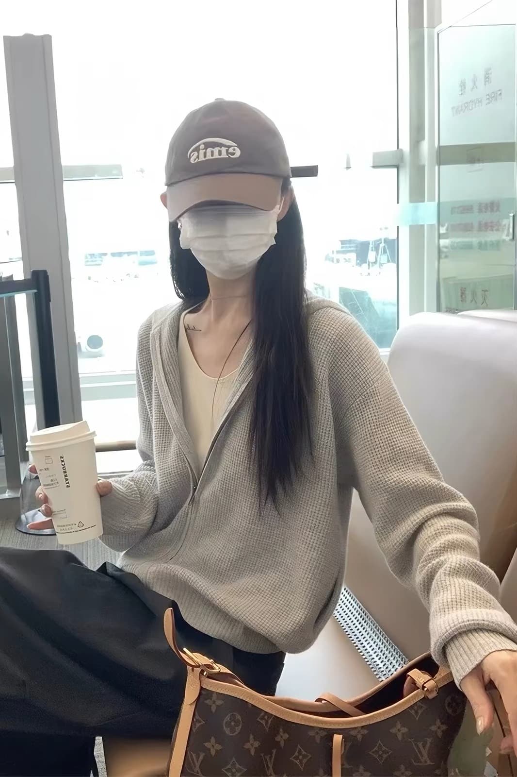 장 베이 베이 ibell 한 부서 루즈핏 슬림해 보이는 3 차원 후아 남편 그리드 후드 오픈 가디건 여성 레저 다용도 양모 재킷 상세 이미지 7