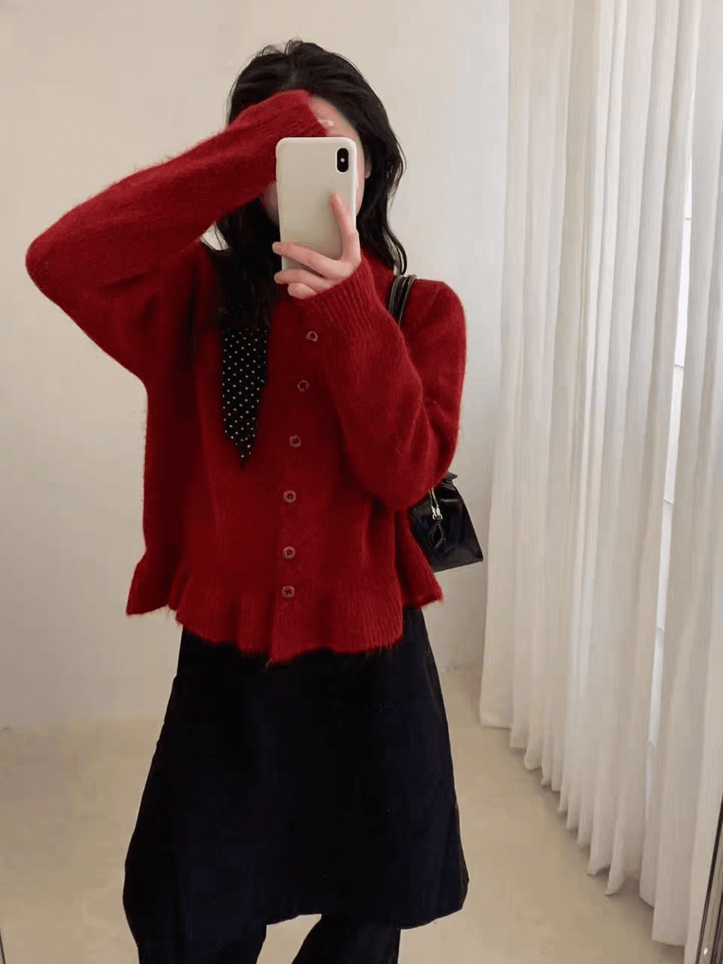 한 부서 느긋한 바람 밑단 프릴 라운드 넥 니트 오픈 가디건 여성 봄 가을 겨울 새로운 패션 연령 감소 스웨터 코트 상세 이미지 1