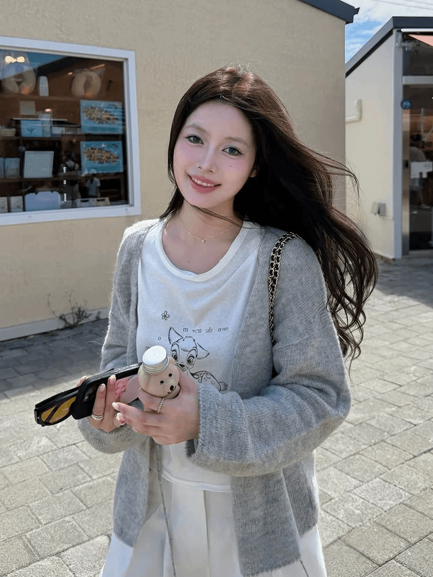 한 부서 품격 스트랩 디자인 긴팔 니트 오픈 가디건 여성 이른 가을 느긋한 바람 루즈핏 슬림해 보이는 스웨터 코트 맨위 상세 이미지 1