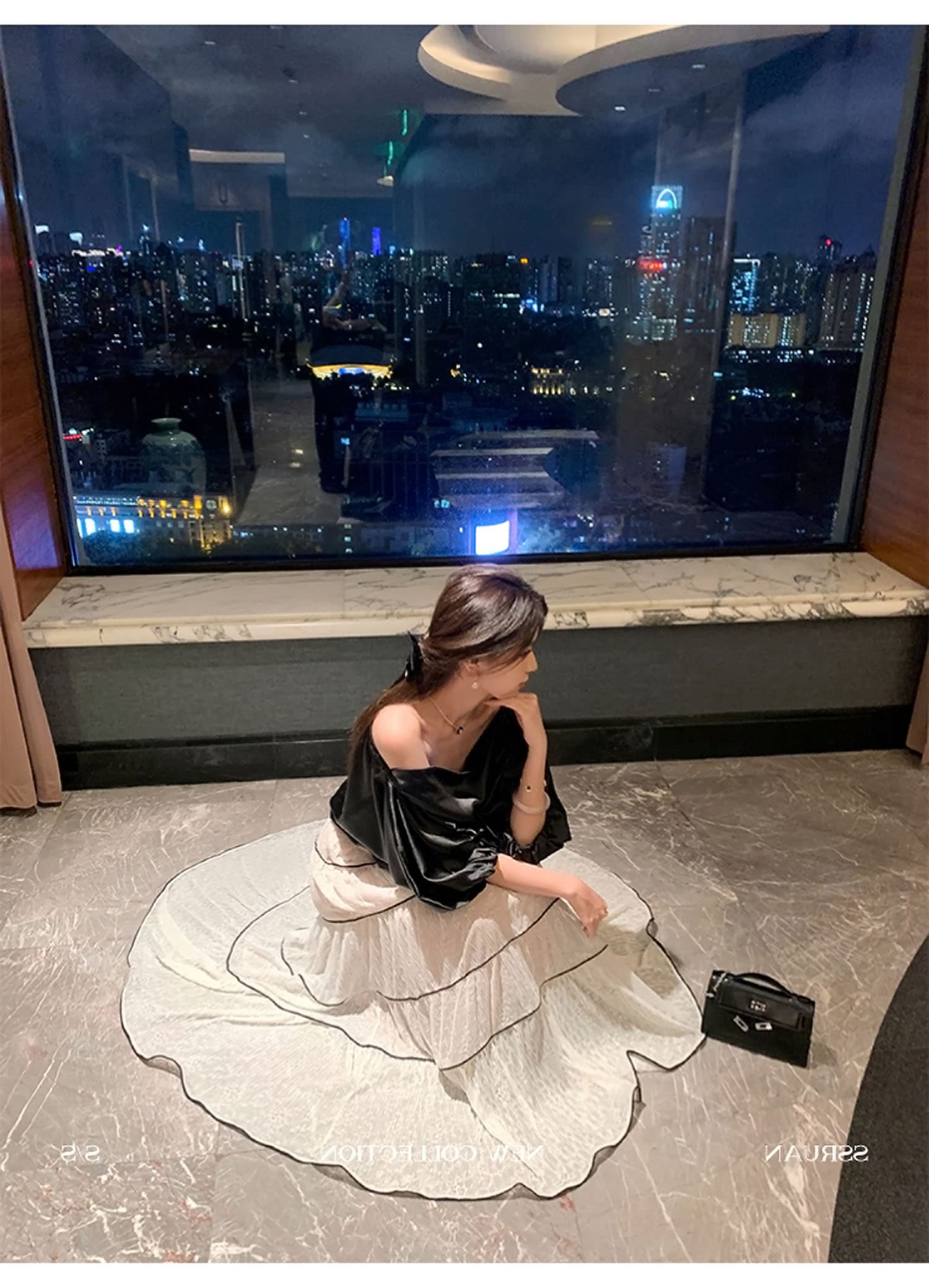 빅 사이즈 여성 의류 지방 mm 세련된 봄 드레스 세트 봄 드레스 고급 센스 마이크로 지방 고유 한 아름다운 이미지 5